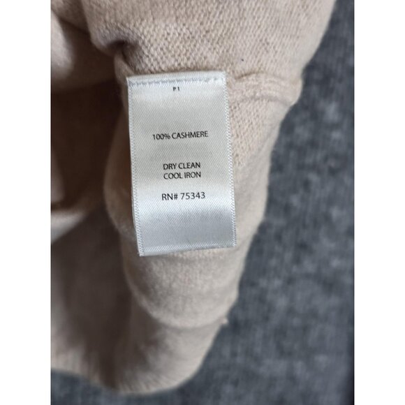 Ellen Tracy Sweater Womens Medium Beige 100% Cashmere Crewneck Pullover Knit - Picture 4 of 11